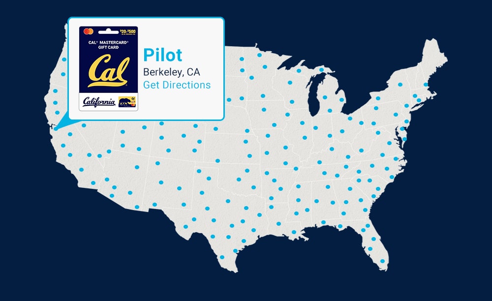 Fancard Gift Card Map featuring Cal Gift Card at Pilot Location