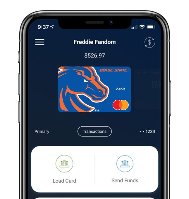 Manage your Boise State Broncos Fancard Prepaid Mastercard with the Fancards mobile banking app