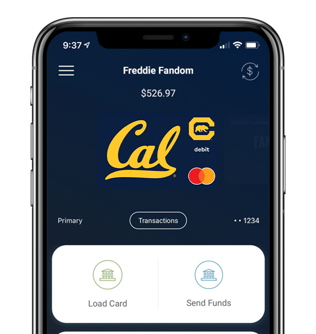 Manage your Cal Golden Bears Fancard Prepaid Mastercard with the Fancards mobile banking app