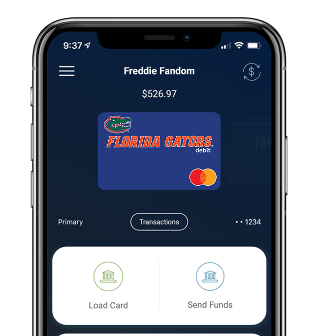Manage your Florida Gators Fancard Prepaid Mastercard with the Fancards mobile banking app