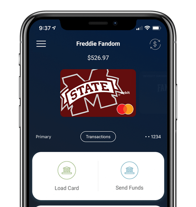 Manage your Miss State Bulldogs Fancard Prepaid Mastercard with the Fancards mobile banking app