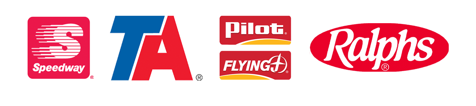 Speedway, Travel Centers of America, Pilot Flying J, and Ralphs Logo