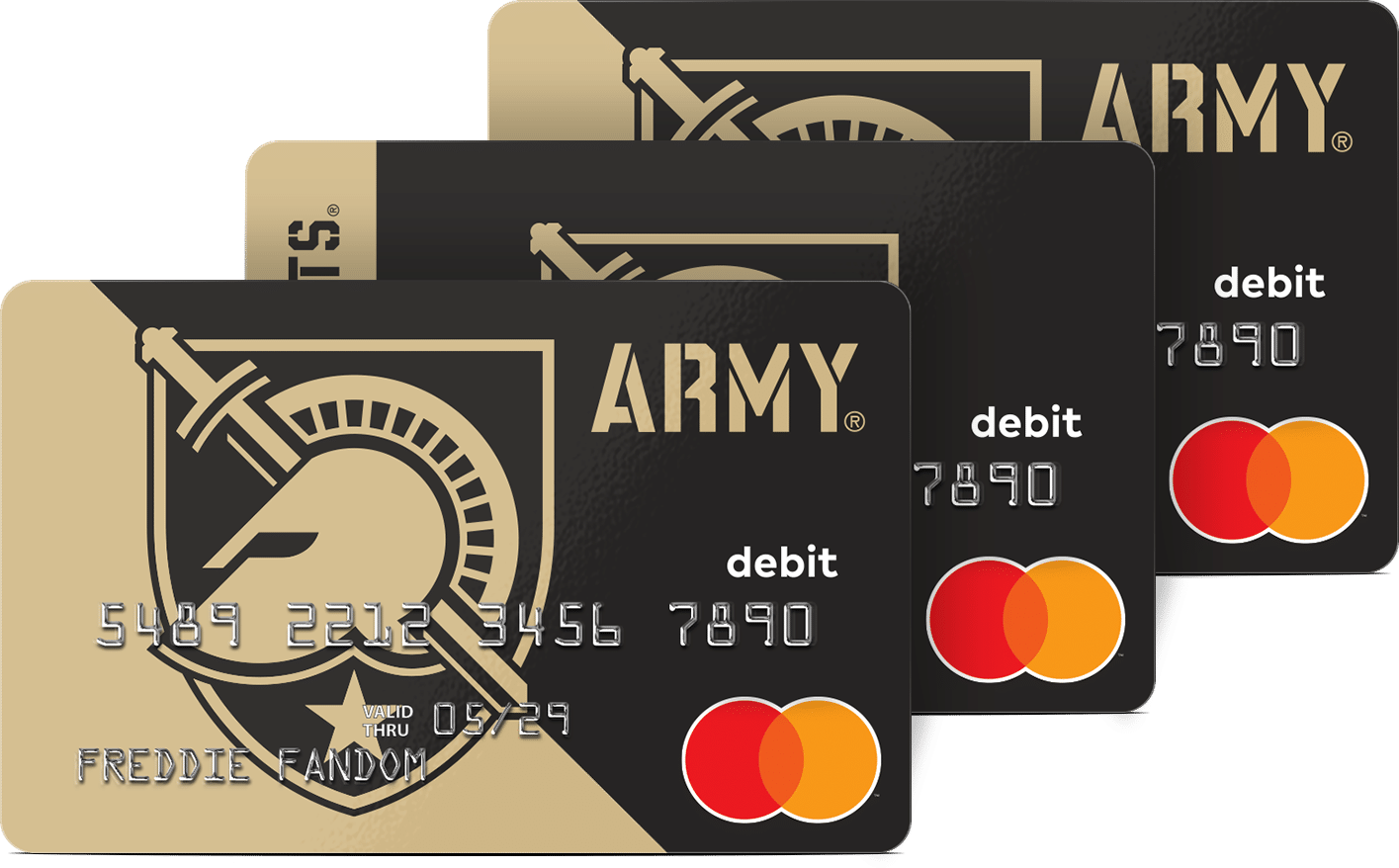 The Army Fancard Prepaid Mastercard features two design options for Black Knights college sports fans