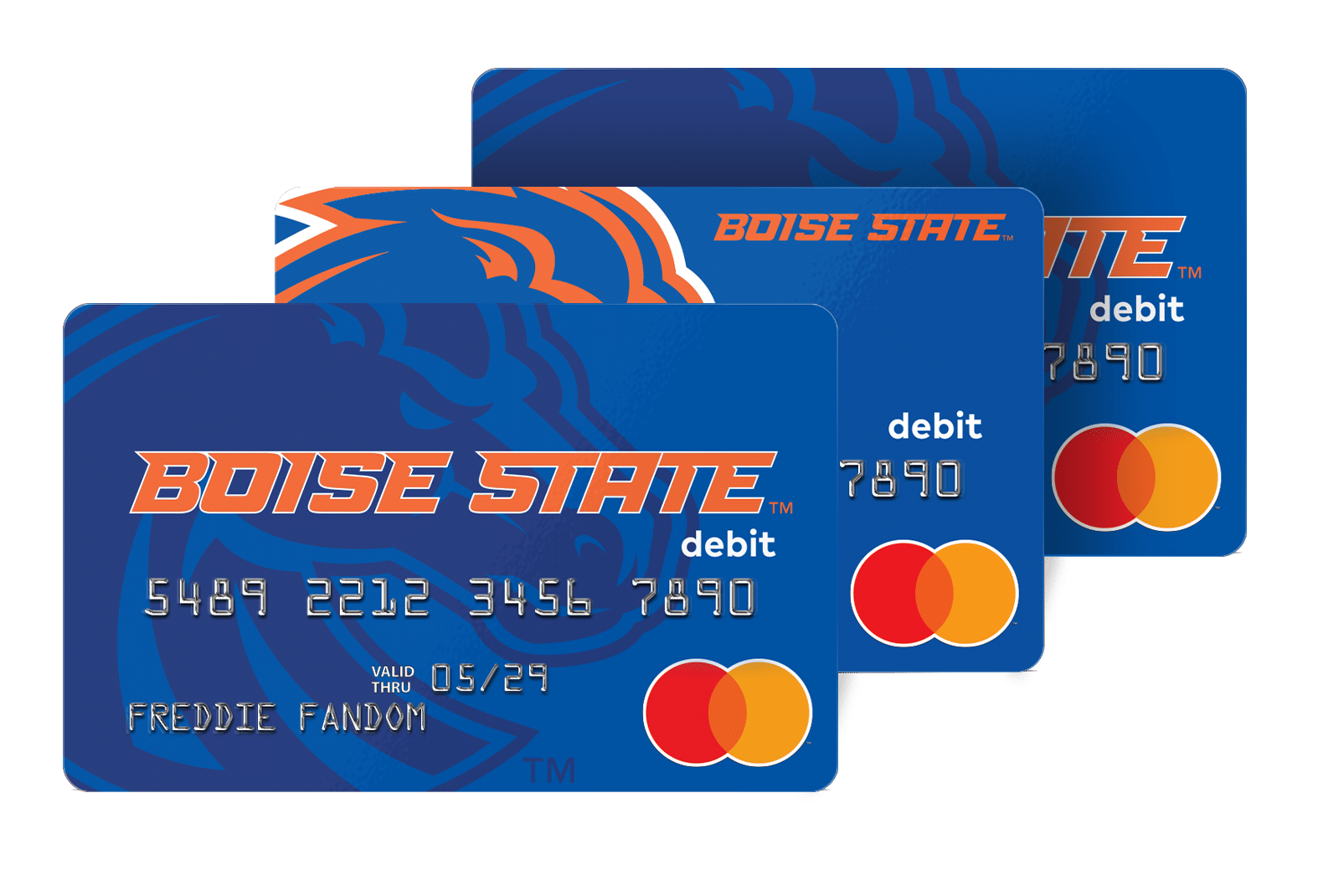 The Boise State Fancard Prepaid Mastercard features two design options for Broncos college sports fans