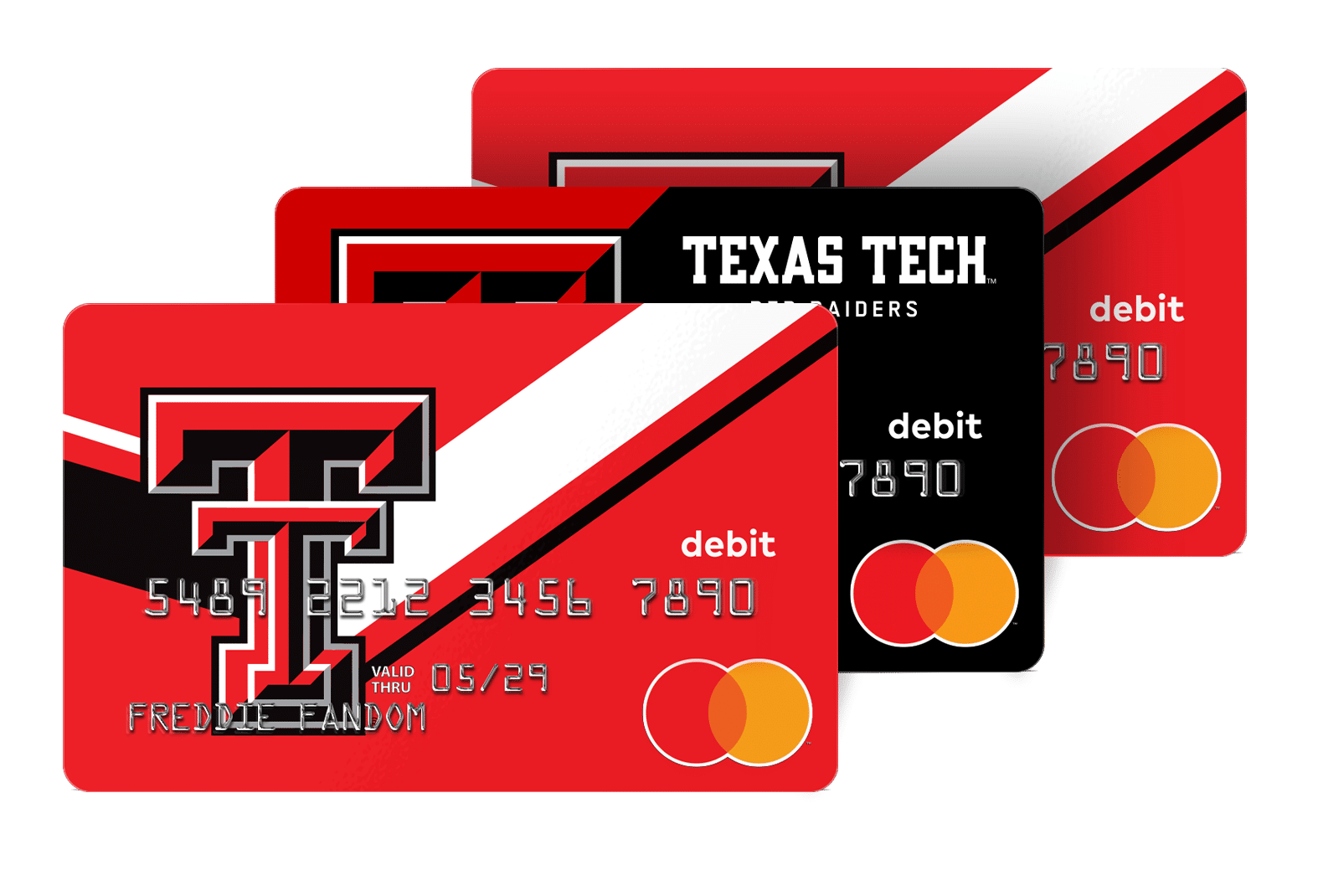 The Texas Tech Fancard Prepaid Mastercard features two design options for TTU college sports fans